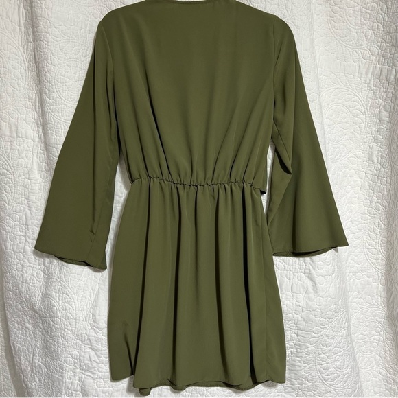 TOPSHOP Womens Mini Dress, Olive Green with Tie Front Size 6-#314 - Picture 10 of 14